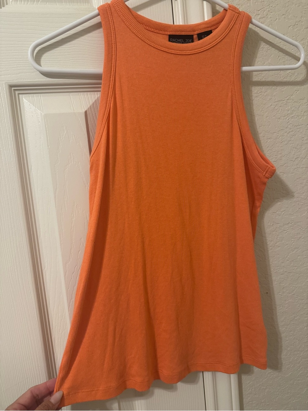 Rachel Zoe Vibrant Orange Ribbed Sleeveless Tank